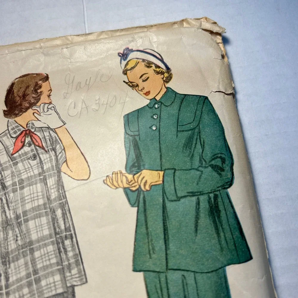 Simplicity Vintage 1940's Maternity Pattern‎ #2689 2 Piece Suit Size 16